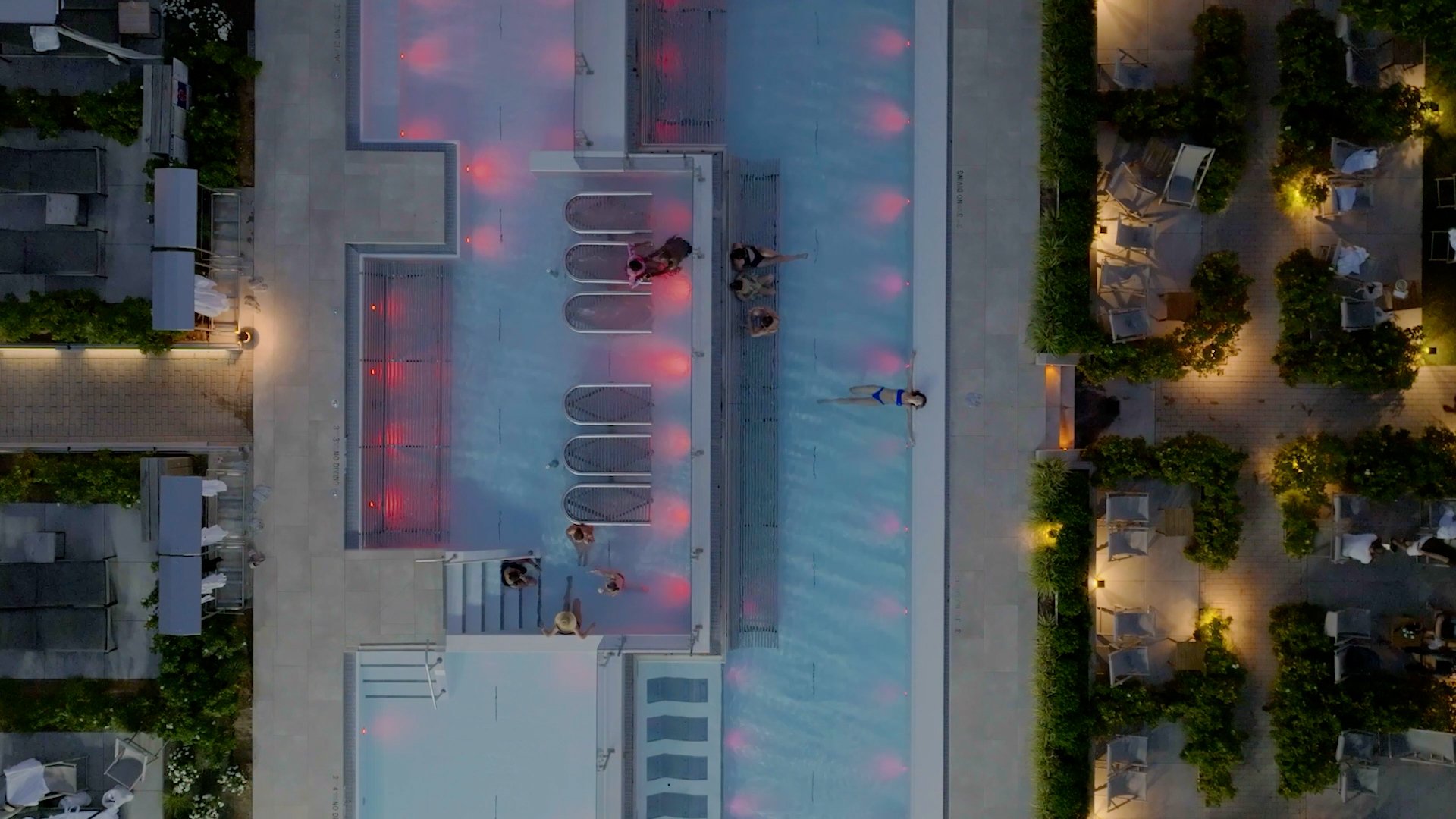 Night outdoor pool